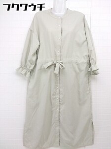 ◇ w closet ダブルクローゼット バンドカラー 長袖 ロング ワンピース サイズF ベージュ系 レディース