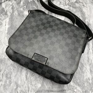 1円【高級品】LOUIS VUITTON ルイヴィトン ディストリクトPM ダミエ グラフィット メンズ ショルダーバッグ サコッシュ 斜め掛け ブラック 