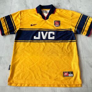 96-98 U.K製 Arsenal アーセナル THE GUNNERS NIKE JVC ビンテージ ユニフォーム ゲームシャツ sizeL