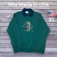 インポート古着90s Brendan XL アメリカ製 刺繍デザイン スウェット