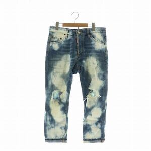 ディースクエアード DSQUARED2 Glam head jean デニムパンツ ジーンズ スキニー ブリーチ加工 ダメージ加工 ボタンフライ 46 M 青