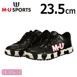 【レディース】M・U SPORTS ダルメシアン柄 スパイクレスシューズ 703J6600【MUスポーツ】【ブラック】【23.5cm】【GolfShoes】