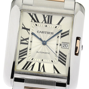 カルティエ CARTIER W5310006 タンクアングレースXL デイト コンビ 自動巻き メンズ 良品 _792329