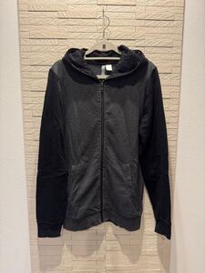 Ｈ&M パーカー ツートン 黒 グレー 薄手 Sサイズ フルジップ