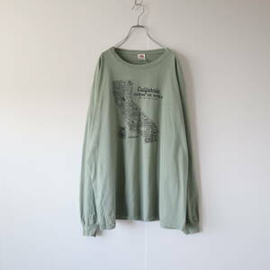 C20 FRUIT OF THE LOOM California Long-sleeve T-shirt フルーツオブザルーム カリフォルニア プリント 長袖 Tシャツ ロンT 緑 XL