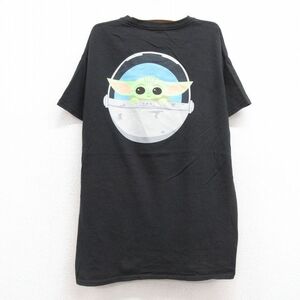 古着 半袖 Tシャツ キッズ ボーイズ 子供服 スターウォーズ STAR WARS ベビーヨーダ コットン クルーネック 黒 ブラック 24aug02