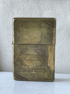 ZIPPO ジッポライター　ゴールドカラー　斜め斜線デザイン