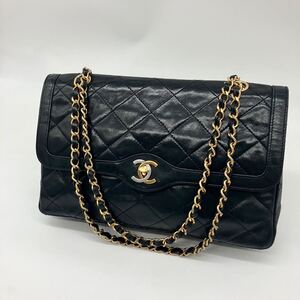 美品 CHANEL シャネル パリ限定 マトラッセ ラムスキン ココマーク チェーンショルダーバッグ ハンドバッグ ブラック