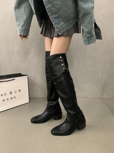 西部カウボーイブーツ サドルブーツ ロングブーツ 【36】23cm ブラック1