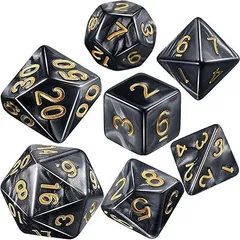 【在庫処分】LIANHATA 多面体 ダイス サイコロ セット アクリル 7個入り D20 D12 D10 D8 D6 D4 神話TRPG MTG カードゲーム テーブルゲーム用 4面 6面 8面 10面 12面 20面 (黒×白)