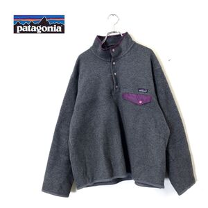 1N2299-N◆old◆90s 雪なしタグ patagonia パタゴニア スナップT フリースジャケット プルオーバー◆ sizeM グレー ポリエステル 古着