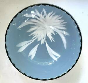 昭和 レトロ♪ 淡いグレーブルー色 大鉢 直径約24㎝ 陶器