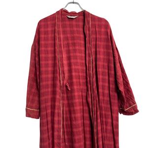 MARKS&SPENCER チェック ガウンコート XL~ レッド ビッグサイズ 羽織 ロング 部屋着 古着卸 アメリカ仕入 a611-7971