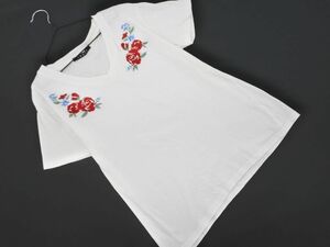 INGNI イング Vネック 刺繍 Tシャツ sizeM/白 ■◆ ☆ ehc6 レディース