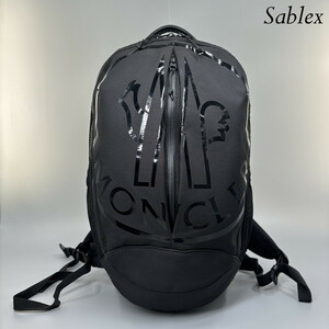 1円【超極美品】イタリア製*MONCLER/モンクレール*CUT BACKPACK*ビッグロゴバックパック*リュックサック*5A00006*鞄*ブラック