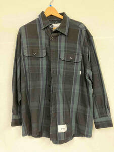 WTAPS ダブルタップス21AW 212TQDT-SHM05 DECK LS COTTON FLANNEL TEXTILE デッキ フランネル シャツ ネイビー系 サイズM