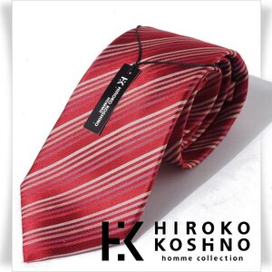 新品1円～★HIROKO KOSHINO ヒロコ コシノ 最高級♪シルク絹100％ネクタイ 織柄 レッド 正規店本物 ◆5480◆