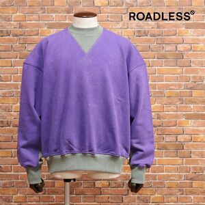 1円/23秋冬/ROADLESS/Sサイズ/トレーナー RSSWPW-C 裏起毛スウェット 快適 ガーメントダイ イタリア製 新品/紫/パープル/ja447/