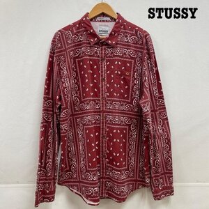 ステューシー STUSSY 長袖シャツ ペイズリー バンダナ 総柄 コットン XL シャツ、ブラウス シャツ、ブラウス XL 赤 / レッド