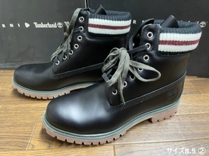 サイズ8.5 メンズ■新品 本物■MARNIマルニ x ティンバーランドTIMBERLANDコラボ Wネーム ブラック レザーブーツ 8.5-2