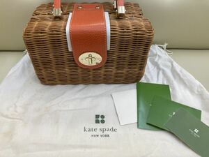 S【5D260】美品　kate spade ケイトスペード　かごバッグ バスケット ハンドバッグ バッグ　カゴバッグ オレンジ　ボックス型