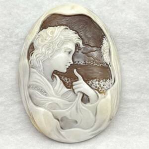 ★シェルカメオ 重量14.6g★彫刻 作家物 貴婦人 CAMEO ルース アクセサリー B62