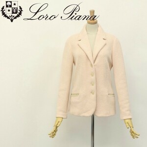 ◆Loro Piana/ロロピアーナ 4釦 カシミヤ100％ ニット ジャケット ピンク系 40