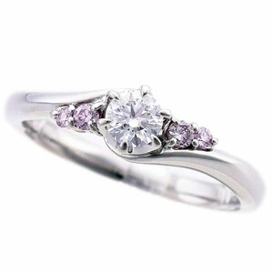 スタージュエリー ダイヤモンド(0.220ct E-VVS1-Ex) サイドピンクダイヤモンド(0.07ct) リング PT950 約10号 #50 鑑定書 21400502