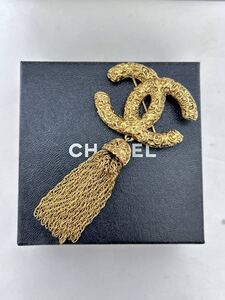 CHANEL シャネル ブローチ ココマーク フリンジ 93A 溶岩 ゴールド ヴィンテージ アクセサリー タッセル 箱付