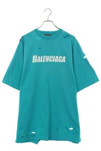 バレンシアガ BALENCIAGA 651795 TKVB8 サイズ:XS デストロイ加工ロゴプリントTシャツ 中古 OM10