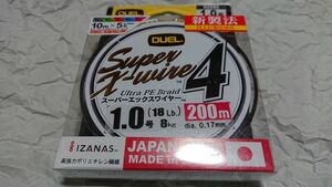 デュエル スーパーエックスワイヤー4 X4 200m 1.0号 18lbs 日本製PEライン 新品 DUEL Super X-wire タイラバ ジギング