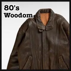 【80s】 Woodom チンストラップ付き　レザージャケット　シープレザー