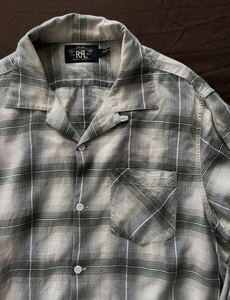 【名作】極美品 RRL ARROW CAMP SHADOW OMBRE PLAID SHIRT ダブルアールエル シャドウ オンブレ プレイド シャツ ラルフローレン 開襟 M 