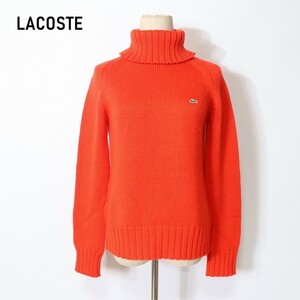 LACOSTE ラコステ 長袖ニット セーター ウール タートルネック ハイネック 赤系 レッド オレンジ 40 YC64