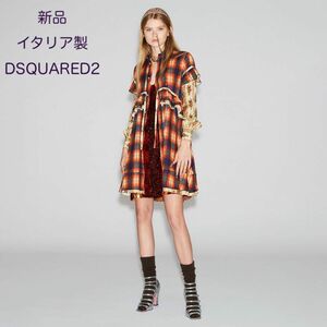 【新品・IT38サイズ・イタリア製】DSQUARED2・チェック ＆フラワー ワンピース