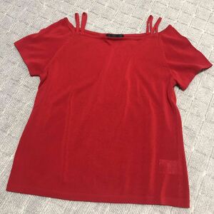 大きいサイズ44/2XL！アンタイトル［オフショルダー］ニット 半袖カットソー Tシャツ トップス UNTITLED ストラップ レディース 1円〜