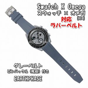 Swatch×OMEGA スウォッチ×オメガ EARTHPHASE対応ラバーベルトB 尾錠付き グレー