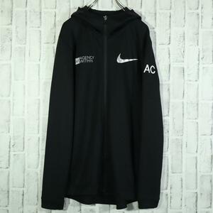 【US古着】NIKE トレーニングパーカー メッシュフード サイドファスナー L