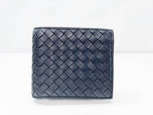 美品　Bottega Veneta　ボッテガヴェネタ　イントレチャート　 二つ折り財布　小銭入れあり　黒　193642