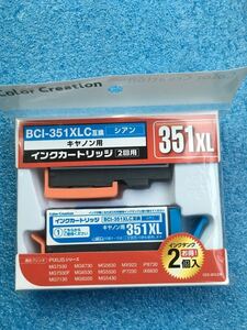 カラークリエーション CCC-351LCW キャノン Canon BCI-351XLC シアン 互換インクカートリッジ1個+交換用インクタンク1個 未使用品 送料無料