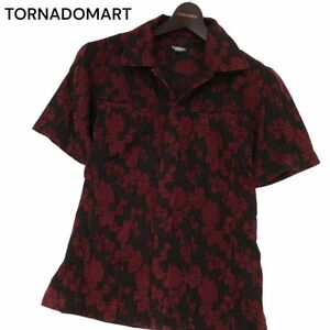 TORNADOMART トルネードマート 花柄 フラワー ジャガード総柄★ 春夏 半袖 スリム シャツ Sz.M　メンズ 日本製　I4T01581_4#A