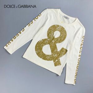 Dolce & Gabbana ドルチェ&ガッバーナ プリントTシャツ 長袖 袖プリント トップス レディース 白 ホワイト サイズXS*QC1378