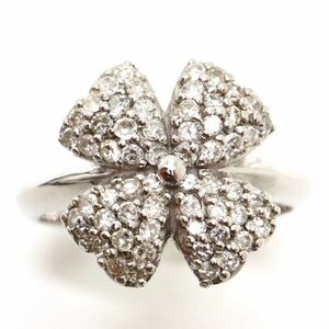 《K14WG 天然ダイヤモンドリング》J 約3.7g 約14号 0.50ct ring 指輪 jewelry ジュエリー diamond EC1/EC1