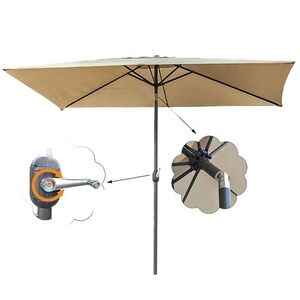 Square Beach Umbrella, With Crank And Slope, 6 Ribs, Aluminum Alloy Non-rust Garden Umbrella, Used For Terrace, Lawn, Backyard