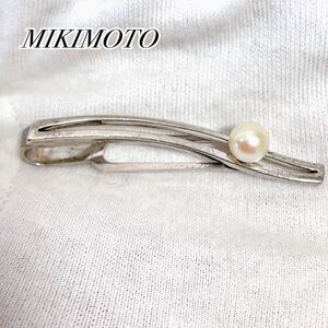 【美品】MIKIMOTO ミキモト　シルバー刻印　パール付タイピン　ネクタイピン　本真珠　アコヤ