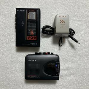 SONY ソニー / Cassette recorder カセットレコーダー TCM-19 & WALKMAN ウォークマン FM/AM Radio Cassette Corder WM-GX312 ジャンク品