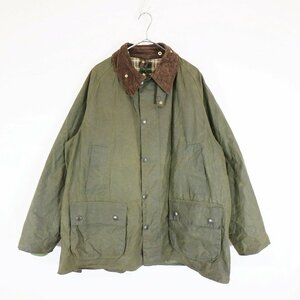 Barbour バブアー BEDALE オイルドジャケット 襟コーデュロイ切替 防寒 裏地チェック オリーブ (メンズ 46) 中古 古着 N6965