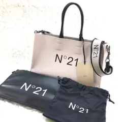 N°21 2WAY ロゴ ショルダーバッグ ピンク ポーチ付き