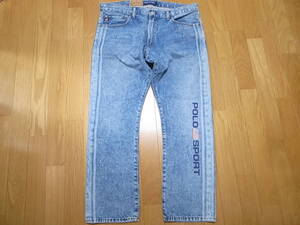 【送料無料 即決】 POLO SPORT RALPH LAUREN 復刻ポロスポーツ ラルフローレンVARICK SLIM STRAIGHT JEANS 36x30 ロゴLOGO デニム ジーンズ