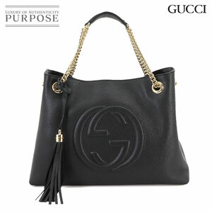 未使用 展示品 グッチ GUCCI インターロッキングG ソーホー チェーン トート バッグ レザー ブラック 536196 90234460